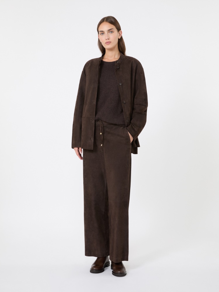 Brushed cashmere yarn sweater - BROWN