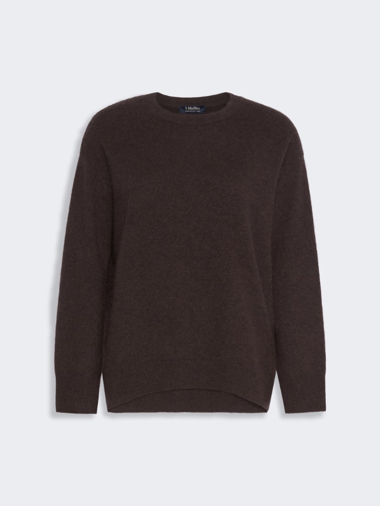 Brushed cashmere yarn sweater - BROWN