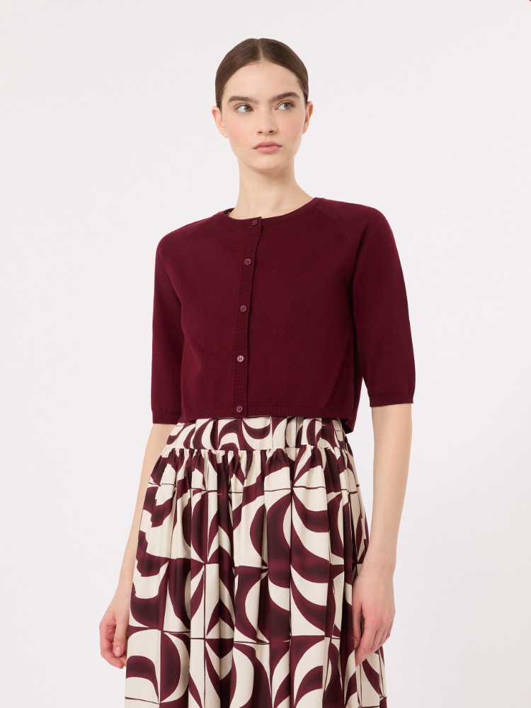 Cotton, silk and cashmere shrug - DARK RED - 2
