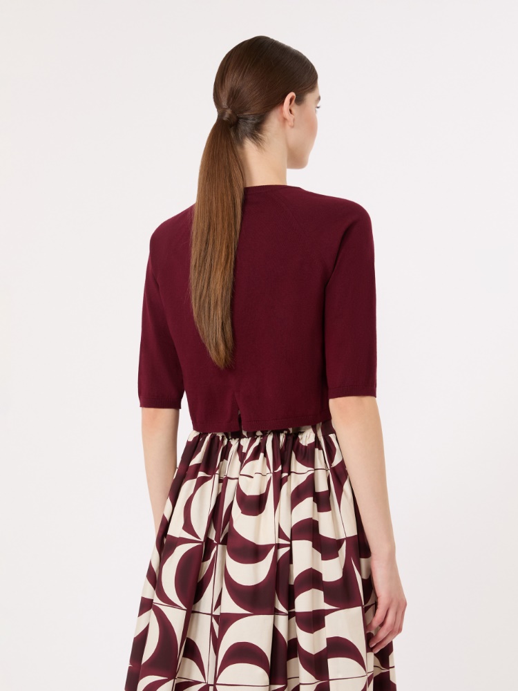 Cotton, silk and cashmere shrug - DARK RED - 3