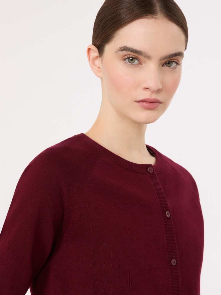 Cotton, silk and cashmere shrug - DARK RED - 4