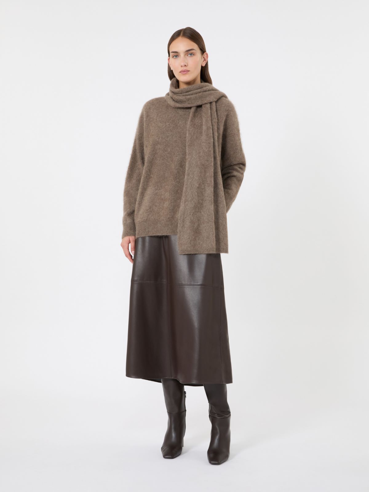 Yak yarn sweater with scarf detail - BEIGE - Max Mara
