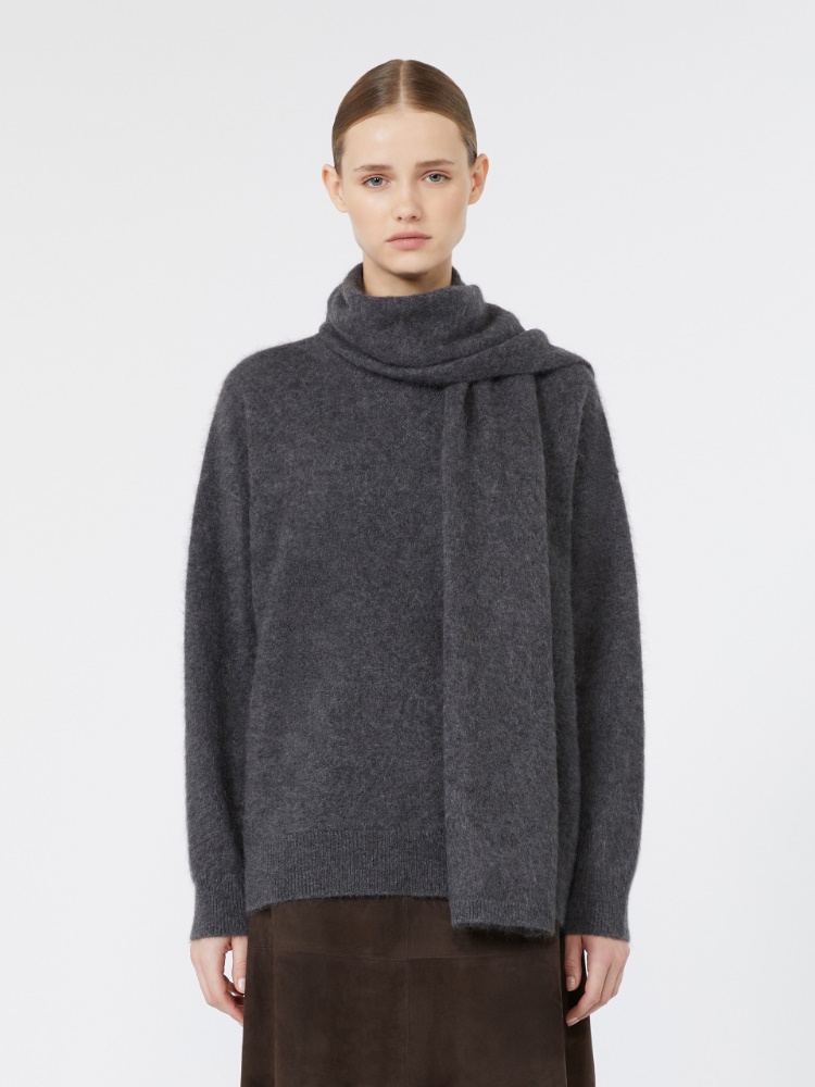 Yak yarn sweater with scarf detail - MEDIUM GREY - Max Mara - 2