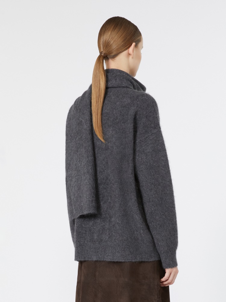 Yak yarn sweater with scarf detail - MEDIUM GREY - Max Mara - 3