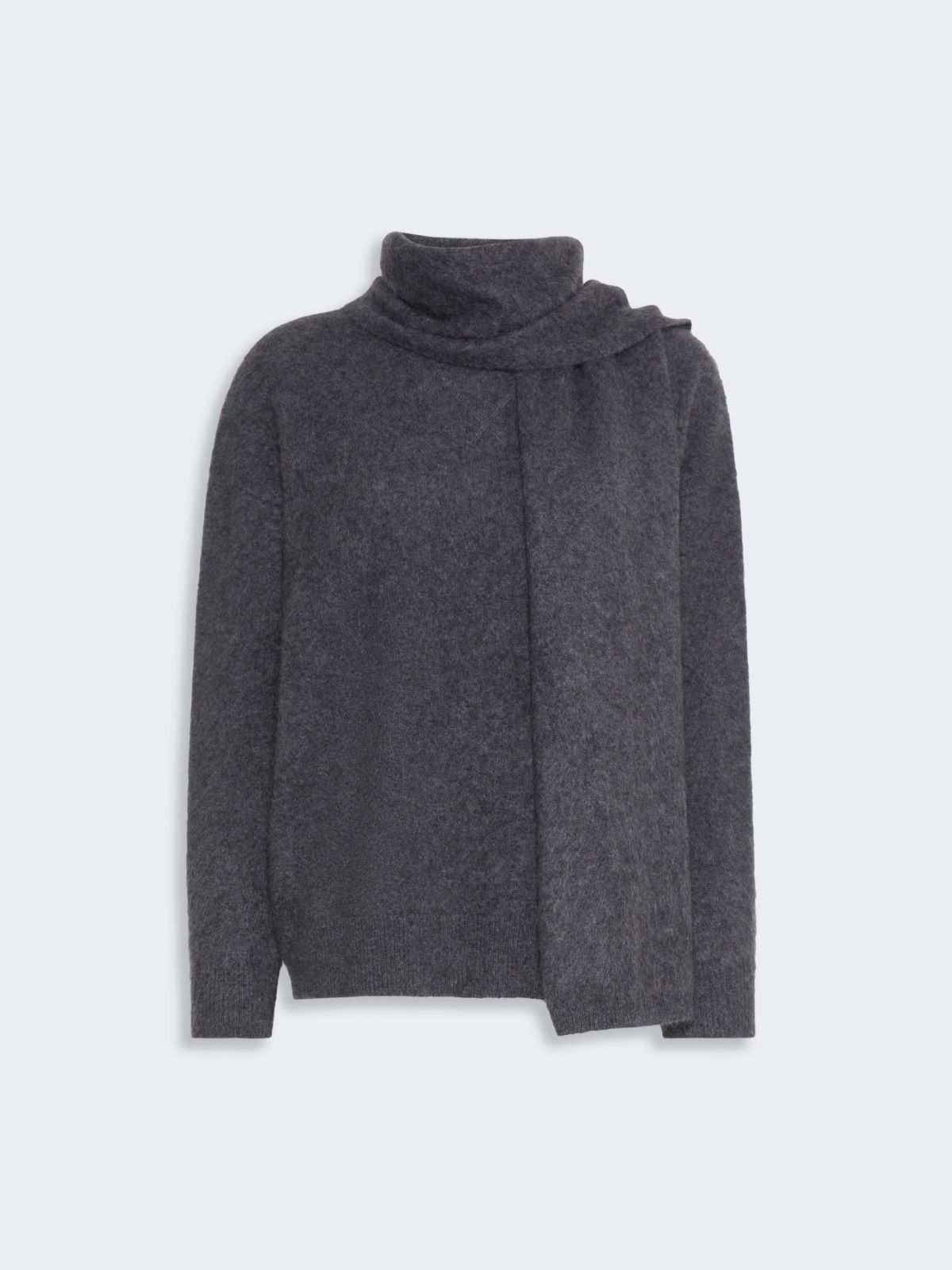 Yak yarn sweater with scarf detail - MEDIUM GREY - Max Mara - 5