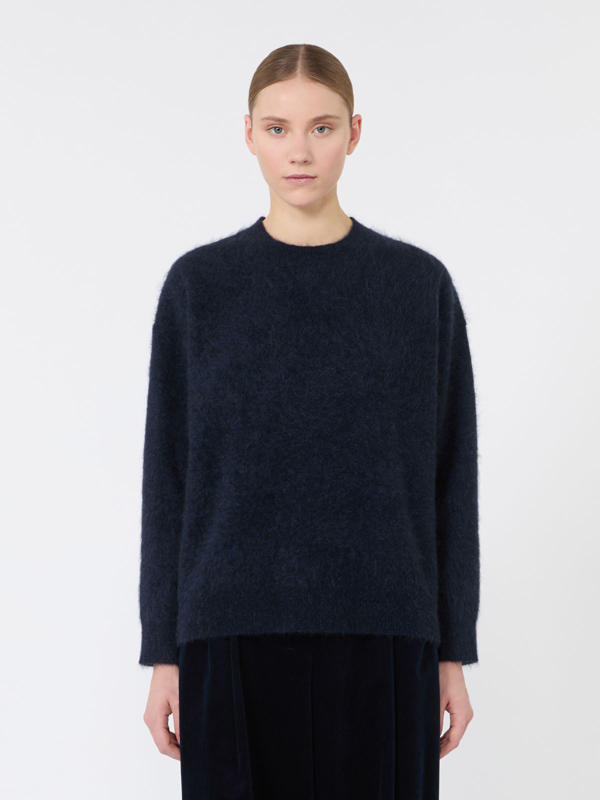 Yak yarn sweater with scarf detail - NAVY - Max Mara - 2