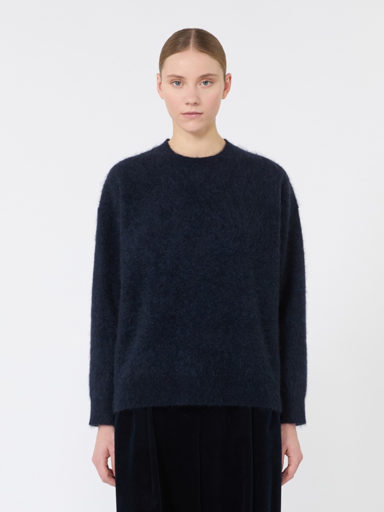 Yak yarn sweater with scarf detail - NAVY - Max Mara - 2