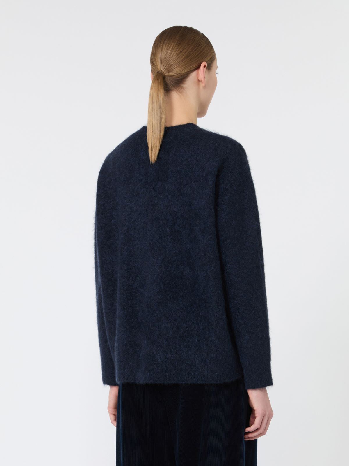 Yak yarn sweater with scarf detail - NAVY - Max Mara - 3