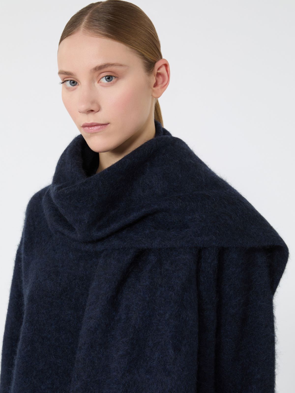 Yak yarn sweater with scarf detail - NAVY - Max Mara - 4