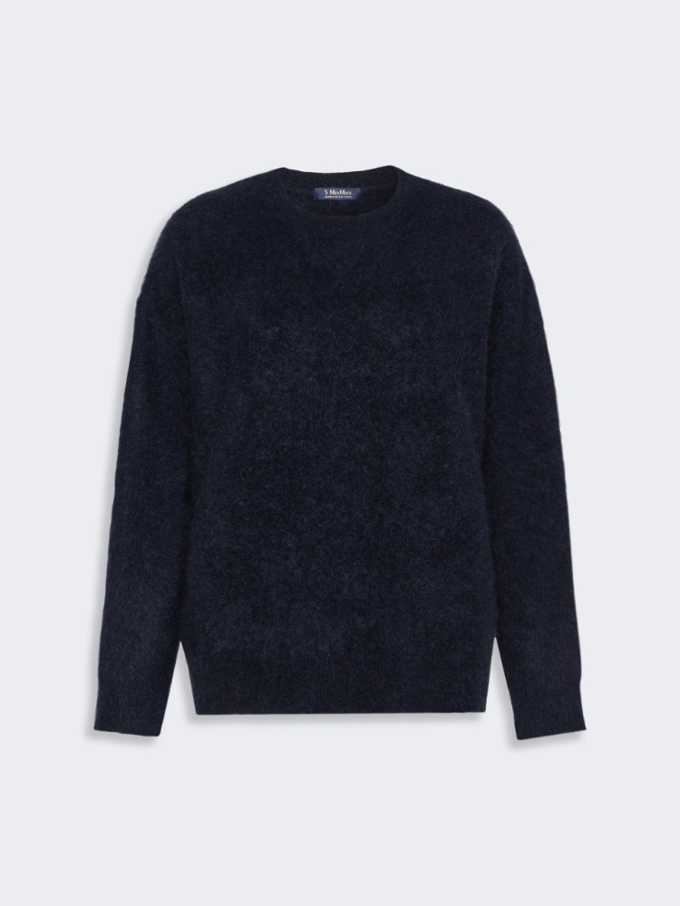 Yak yarn sweater with scarf detail - NAVY