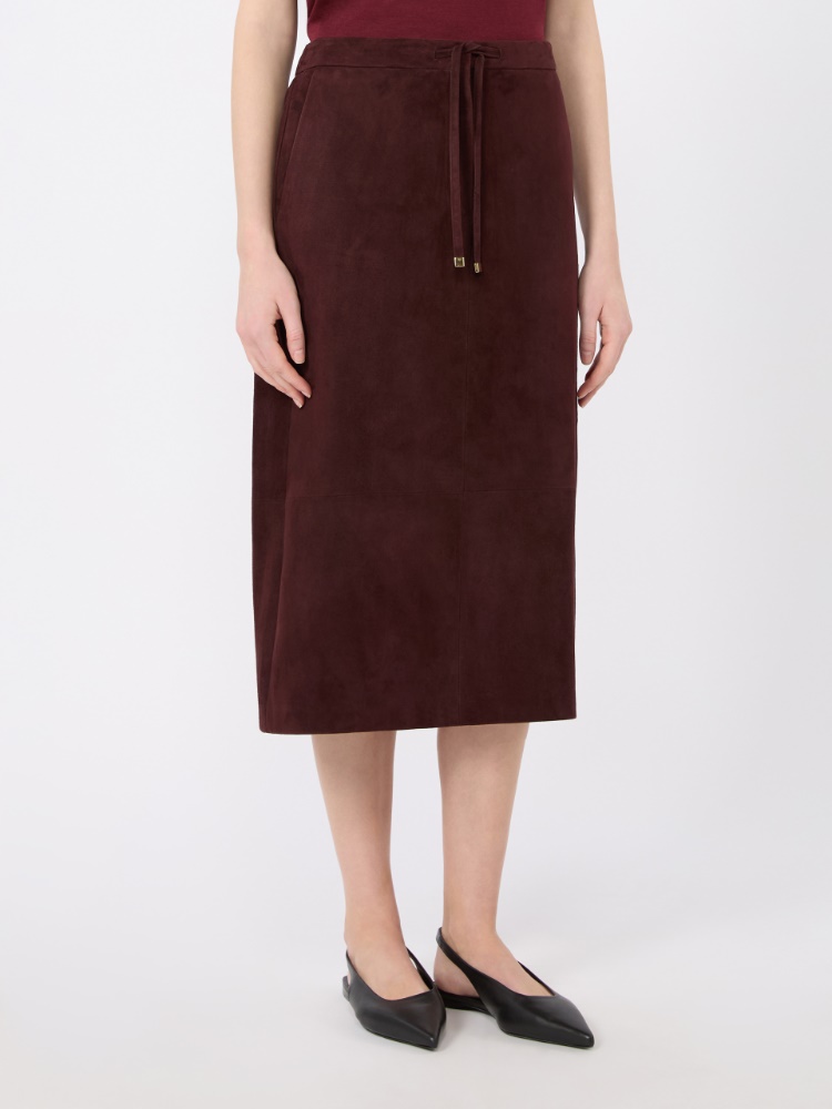 Suede midi skirt - DARK RED - 2