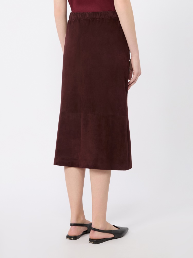 Suede midi skirt - DARK RED - 3