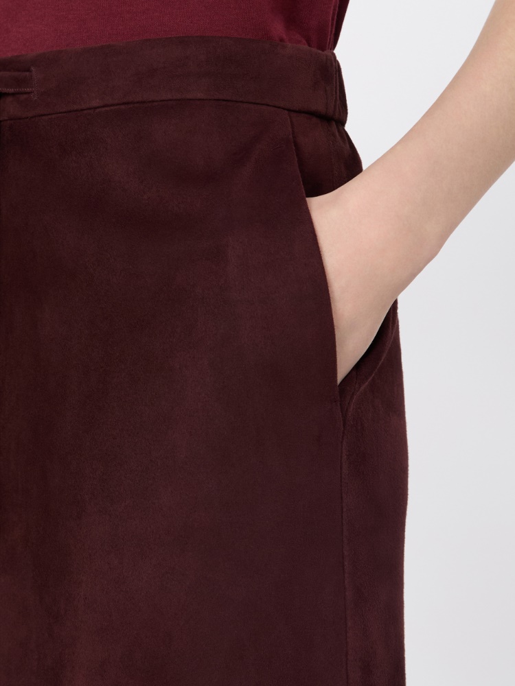 Suede midi skirt - DARK RED - 4