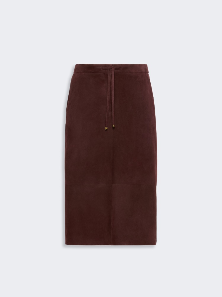 Suede midi skirt - DARK RED