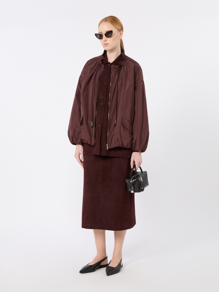 Suede midi skirt - DARK RED - 1