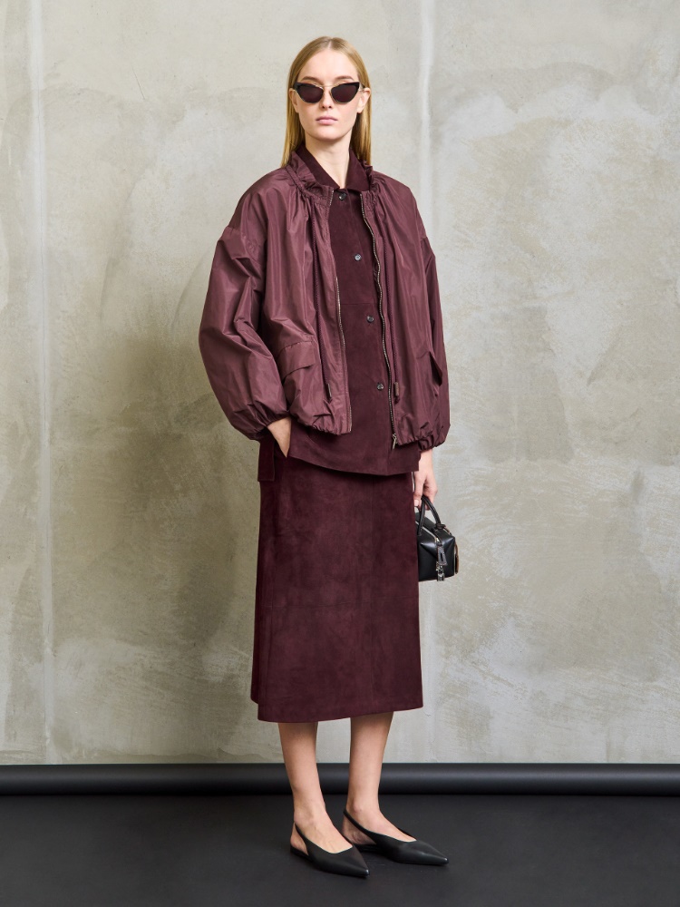 Suede midi skirt + DARK RED - Max Mara