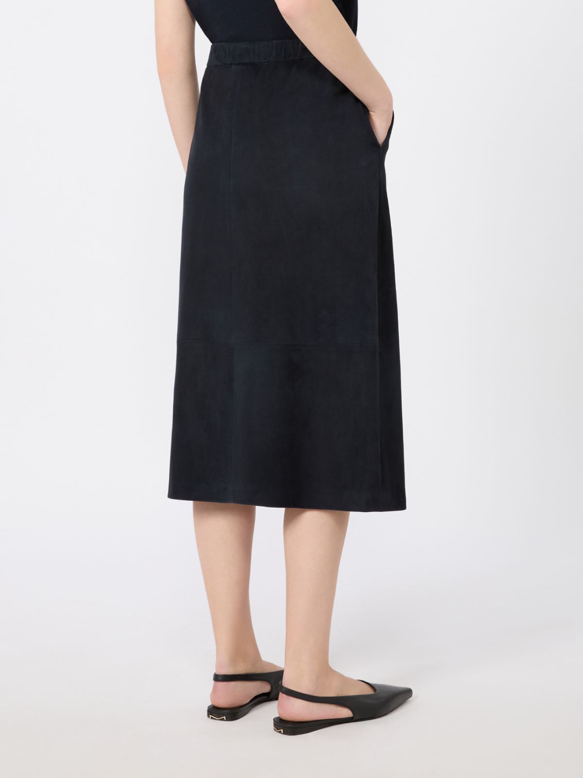 Suede midi skirt - MIDNIGHTBLUE - Max Mara - 3