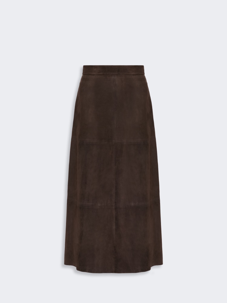 Flared suede skirt - BROWN