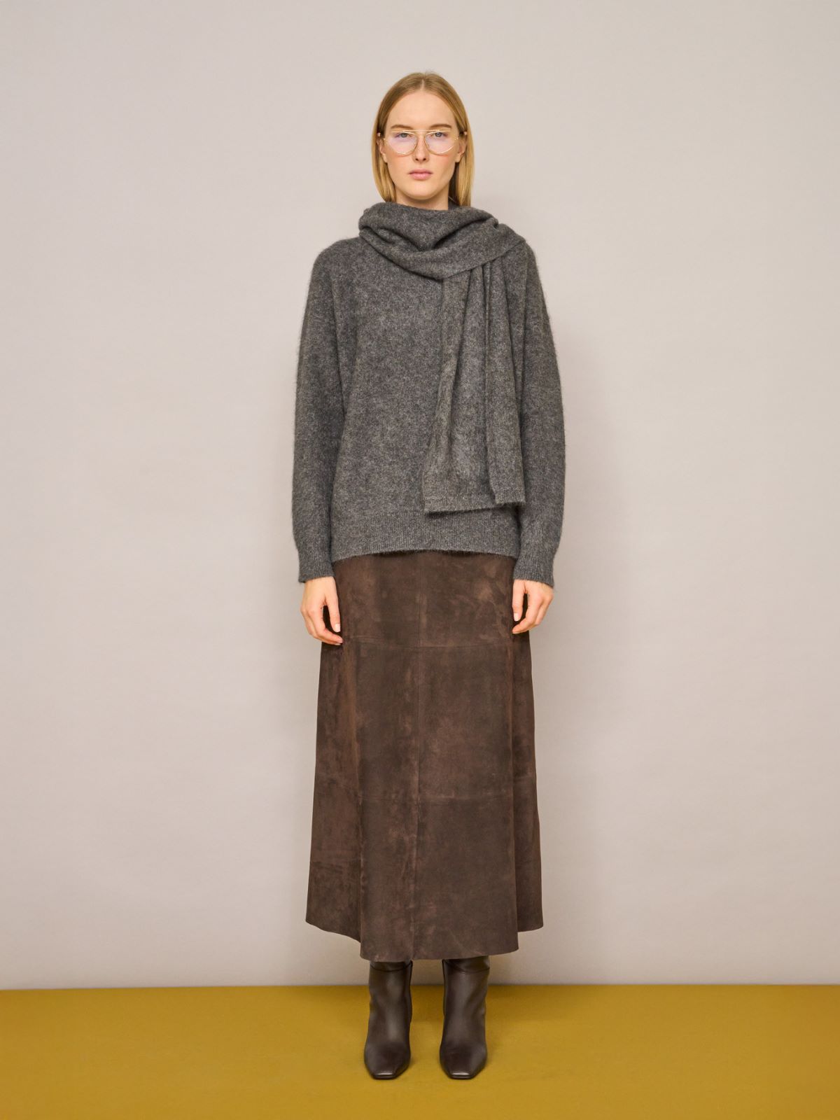 Flared suede skirt + BROWN - Max Mara
