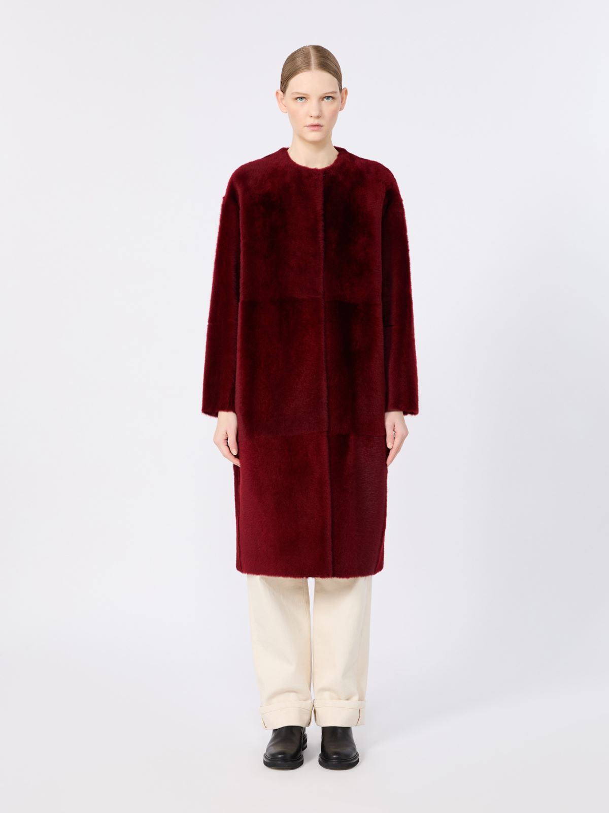 Sheepskin midi coat - BORDEAUX - Max Mara - 2