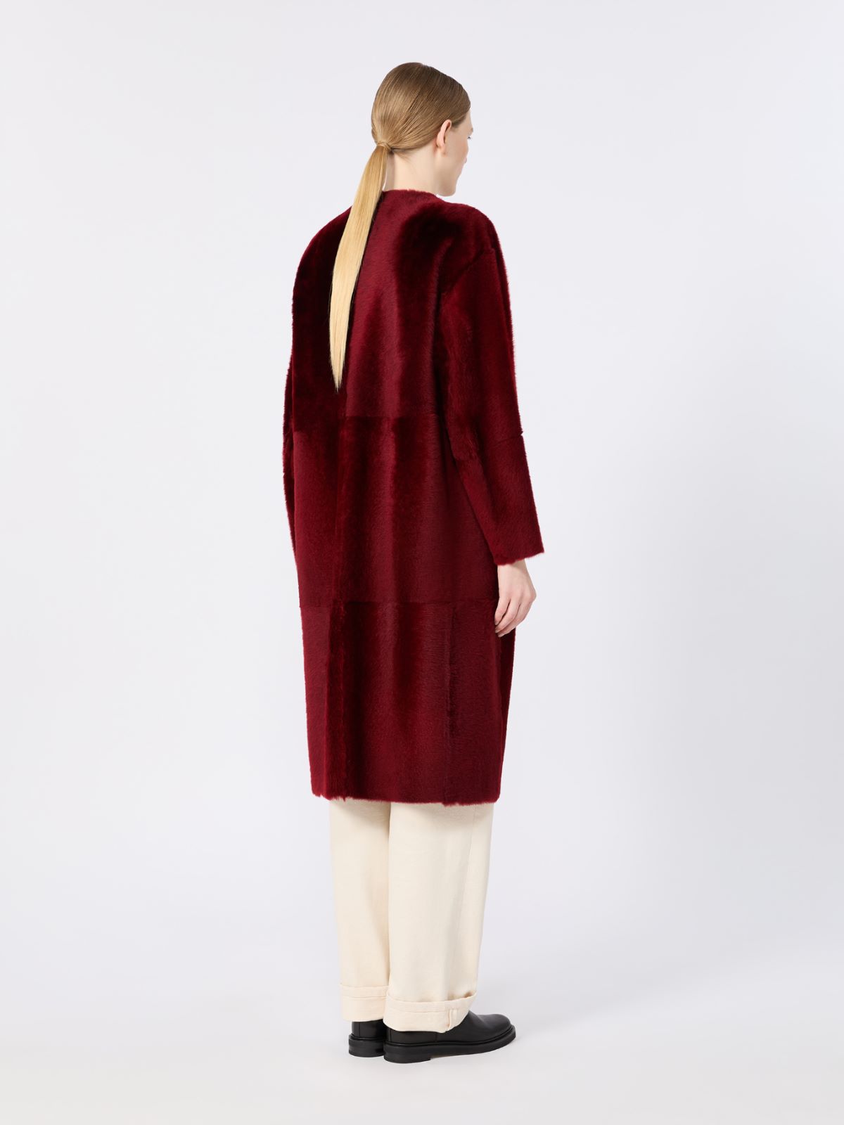 Sheepskin midi coat - BORDEAUX - Max Mara - 3