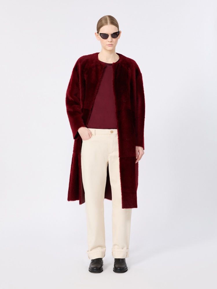 Sheepskin midi coat - BORDEAUX - Max Mara