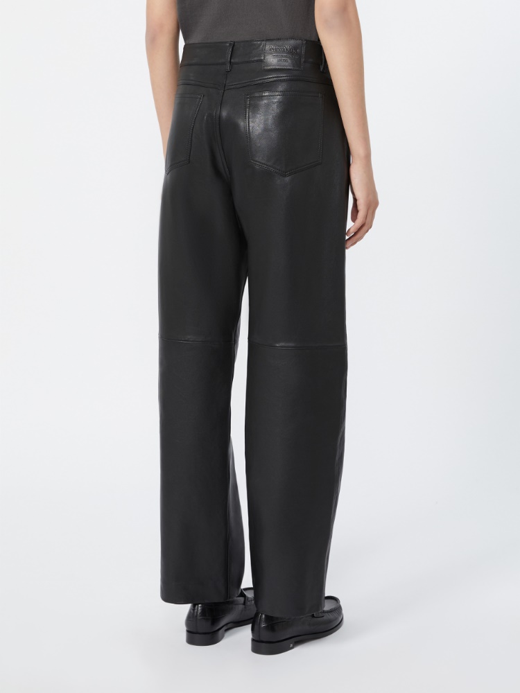Five-pocket nappa-leather trousers - BLACK - 3