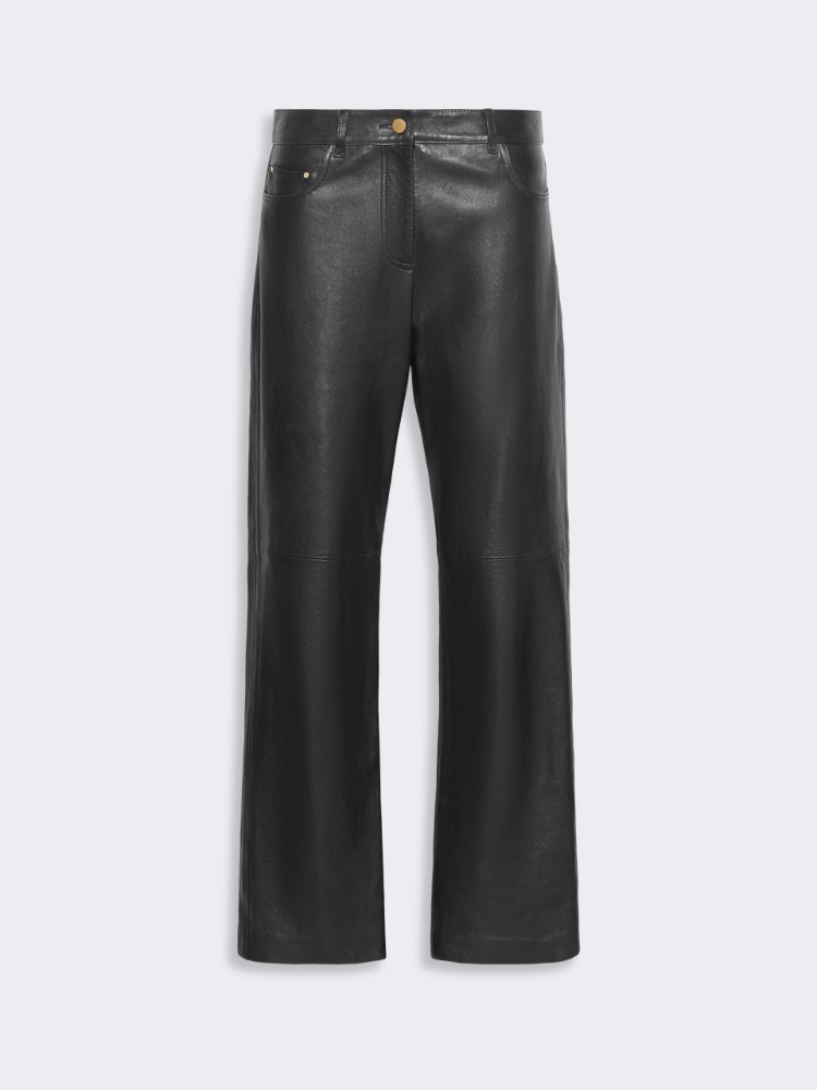 Five-pocket nappa-leather trousers - BLACK - 5