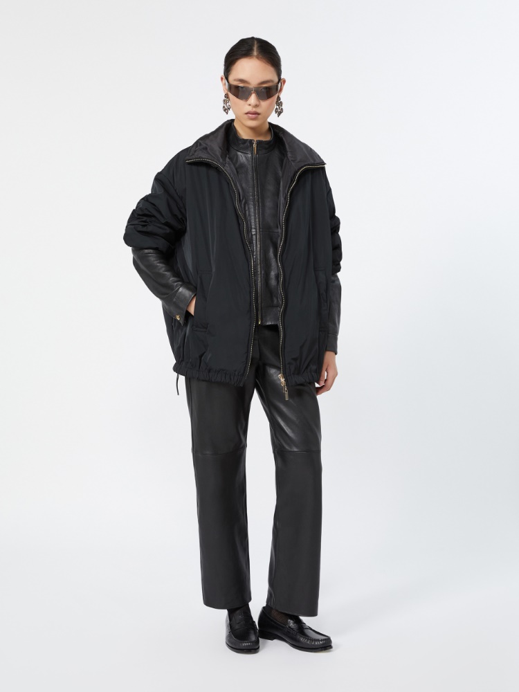 Five-pocket nappa-leather trousers - BLACK - 1
