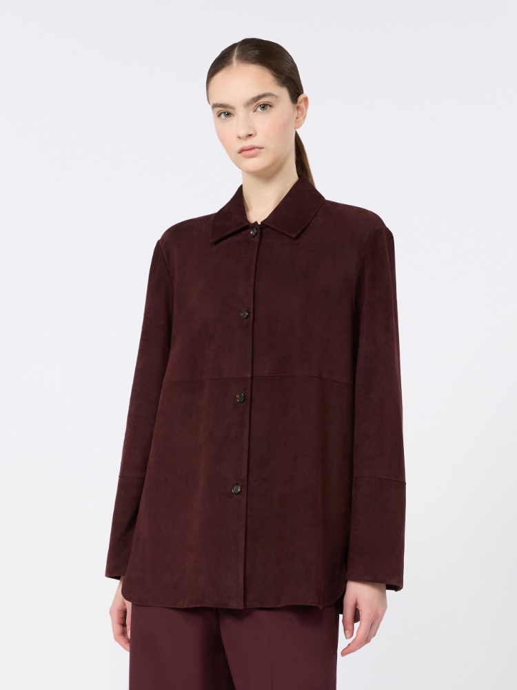 Suede jacket - DARK RED - 2