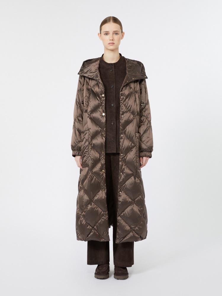 Suede Mandarin-neck jacket - BROWN