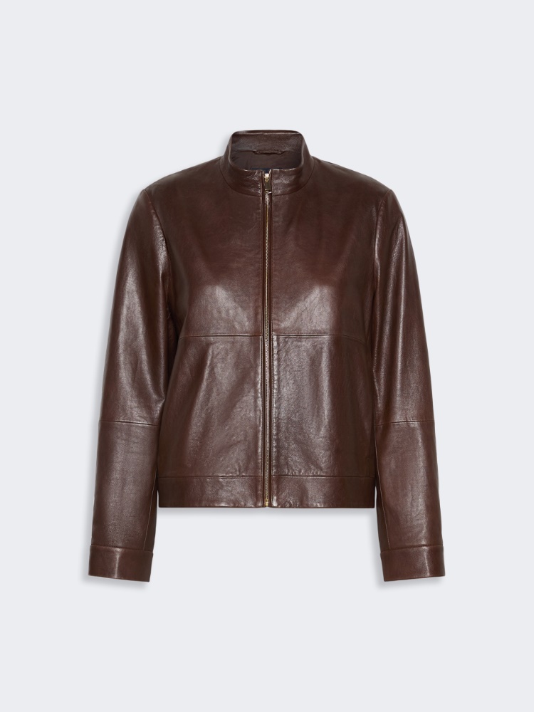 Nappa-leather biker jacket - DARK BROWN