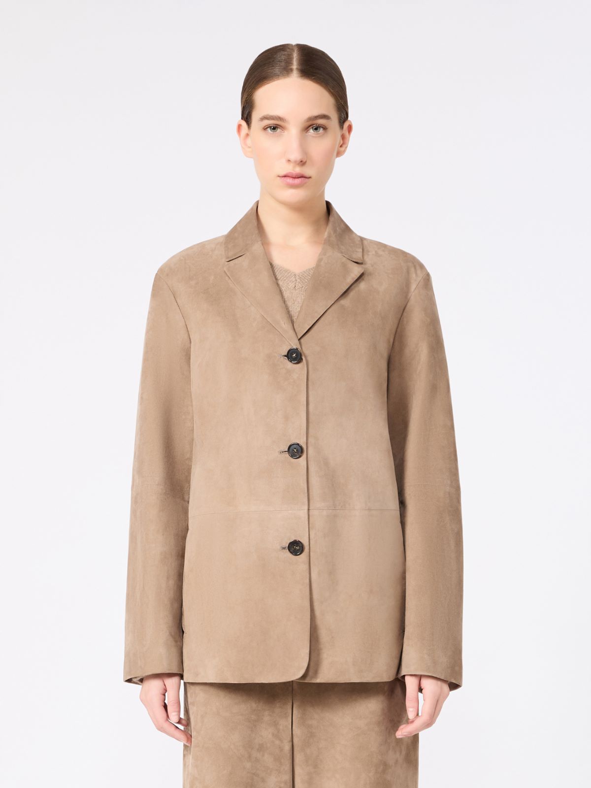 Single-breasted suede jacket - NATURAL - Max Mara - 2