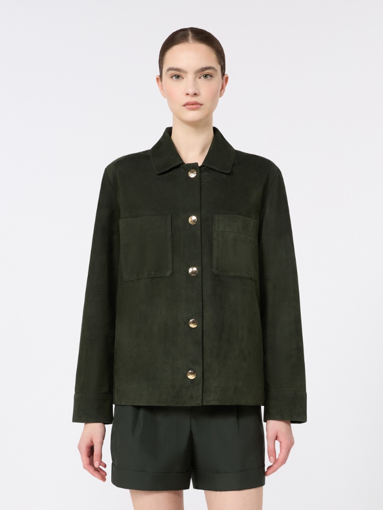 Suede shirt jacket - GREEN - 2