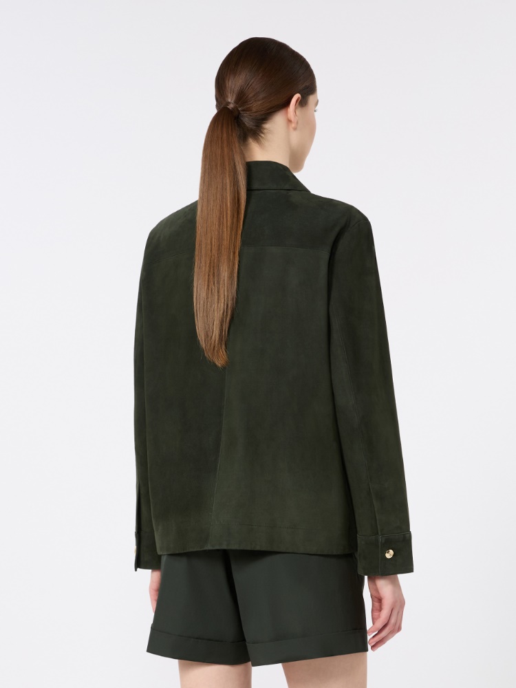 Suede shirt jacket - GREEN - 3