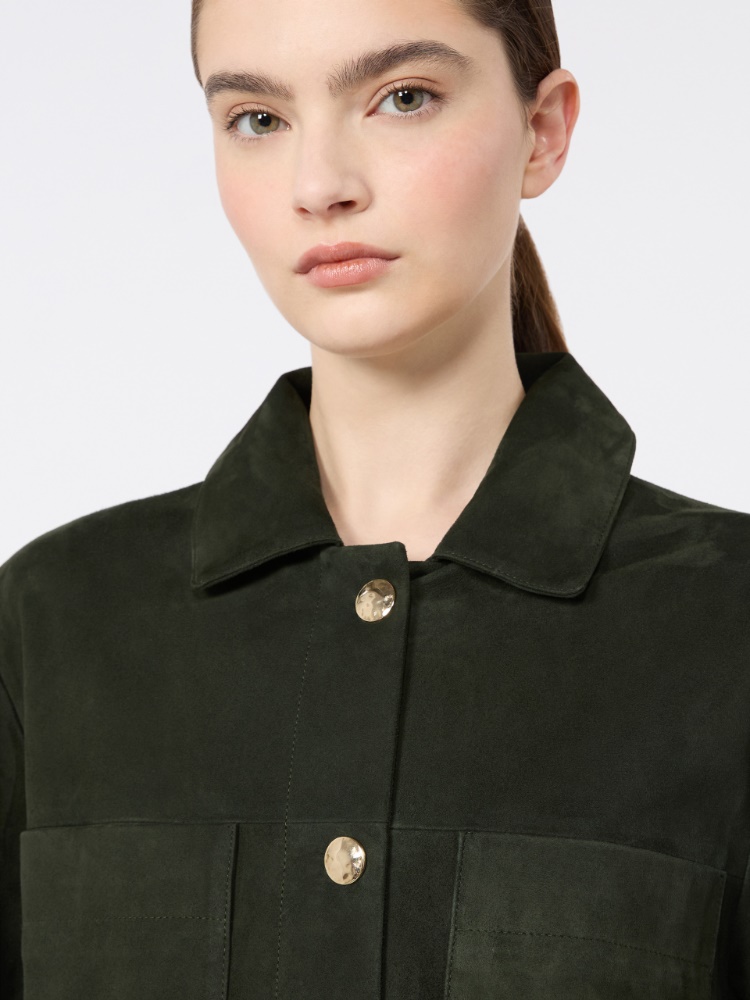 Suede shirt jacket - GREEN - 4