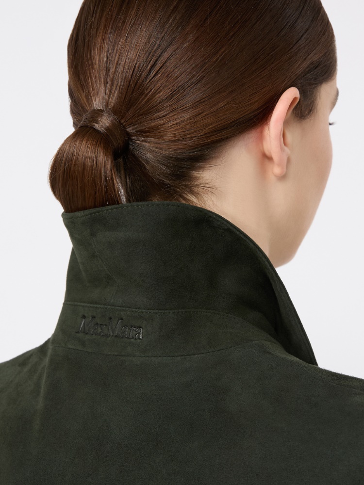 Suede shirt jacket - GREEN - 5