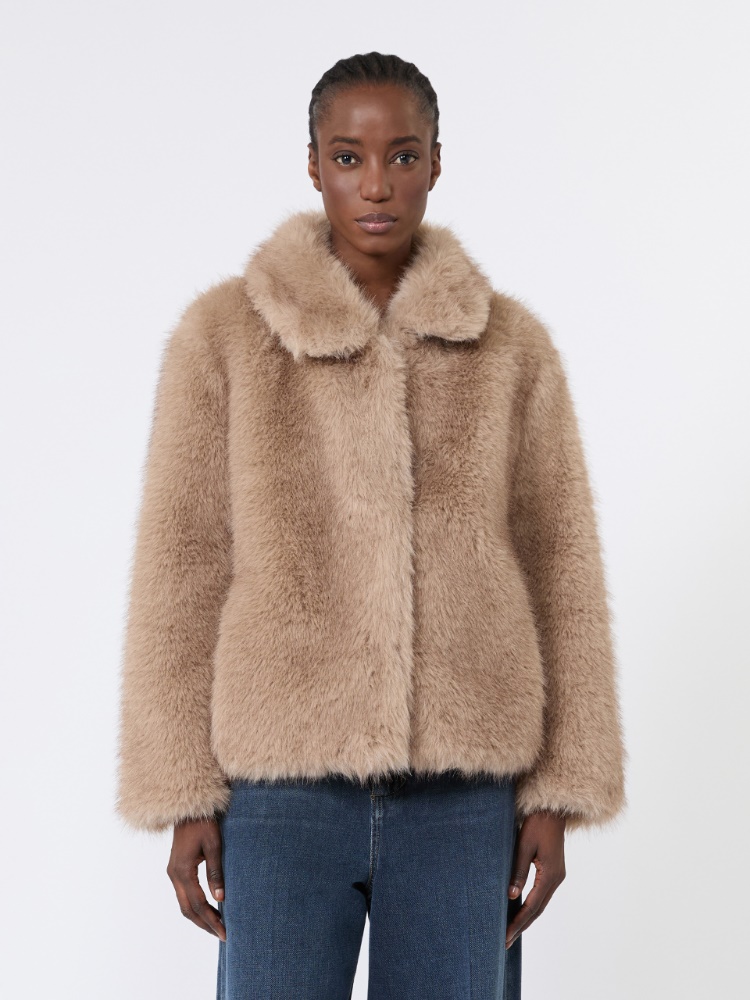 Soft textured short coat - HONEY - 2