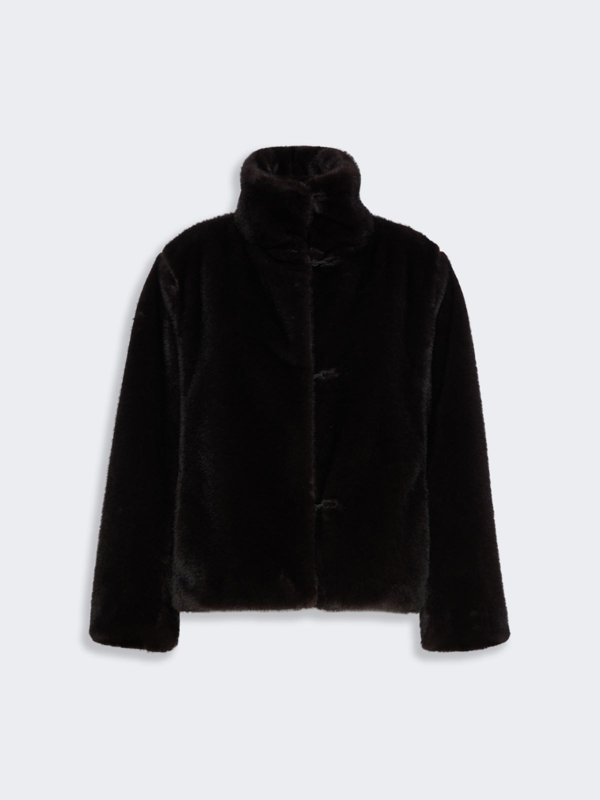 Fluffy-textured cropped coat - DARK BROWN - Max Mara - 4