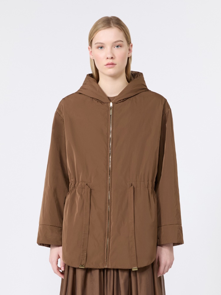 Reversible padded parka in radzmir and water-repellent canvas - HONEY - 2