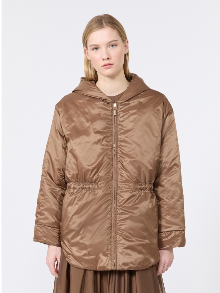 Reversible padded parka in radzmir and water-repellent canvas - HONEY - 5
