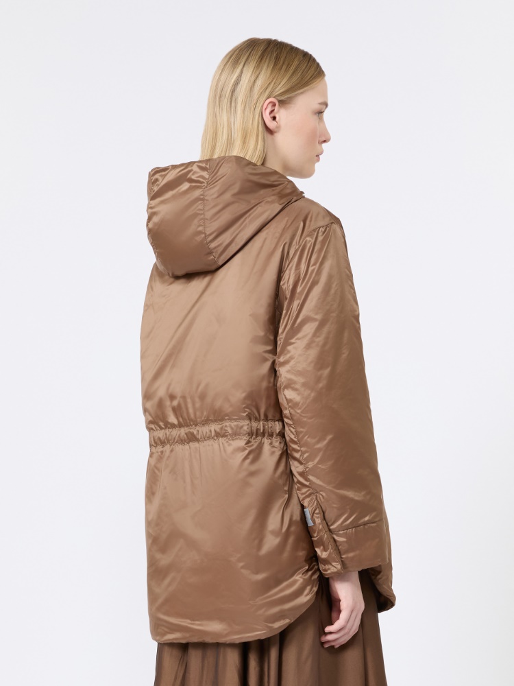Reversible padded parka in radzmir and water-repellent canvas - HONEY