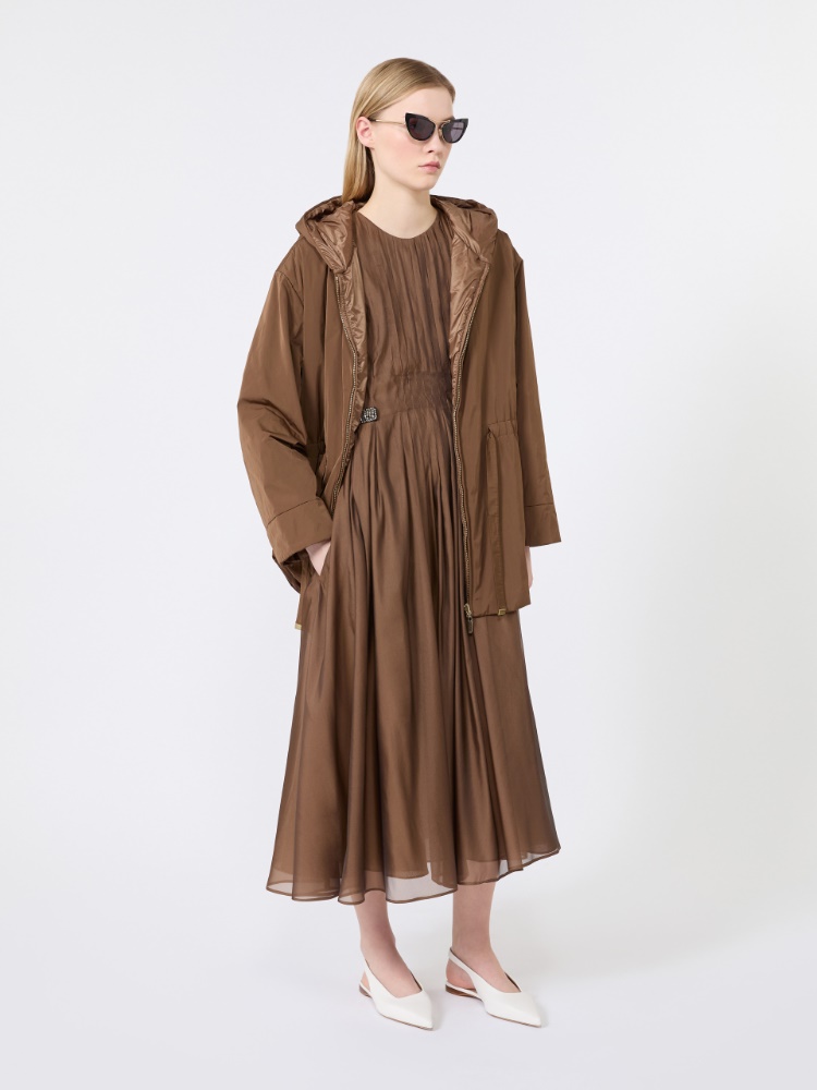 Reversible padded parka in radzmir and water-repellent canvas - HONEY - 1