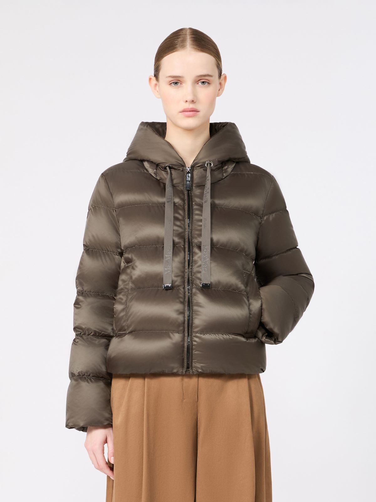 Short water-repellent plain-weave fabric puffer jacket - DARK GREEN - Max Mara - 2