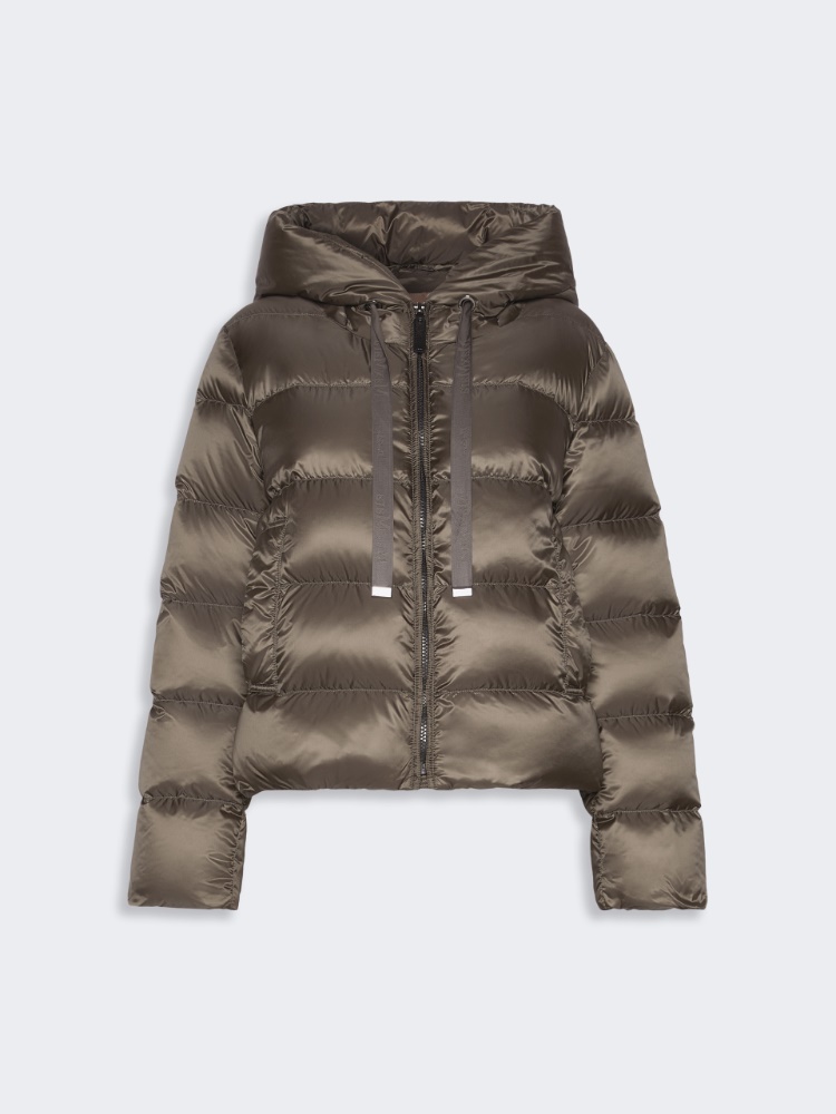 Short water-repellent plain-weave fabric puffer jacket - DARK GREEN
