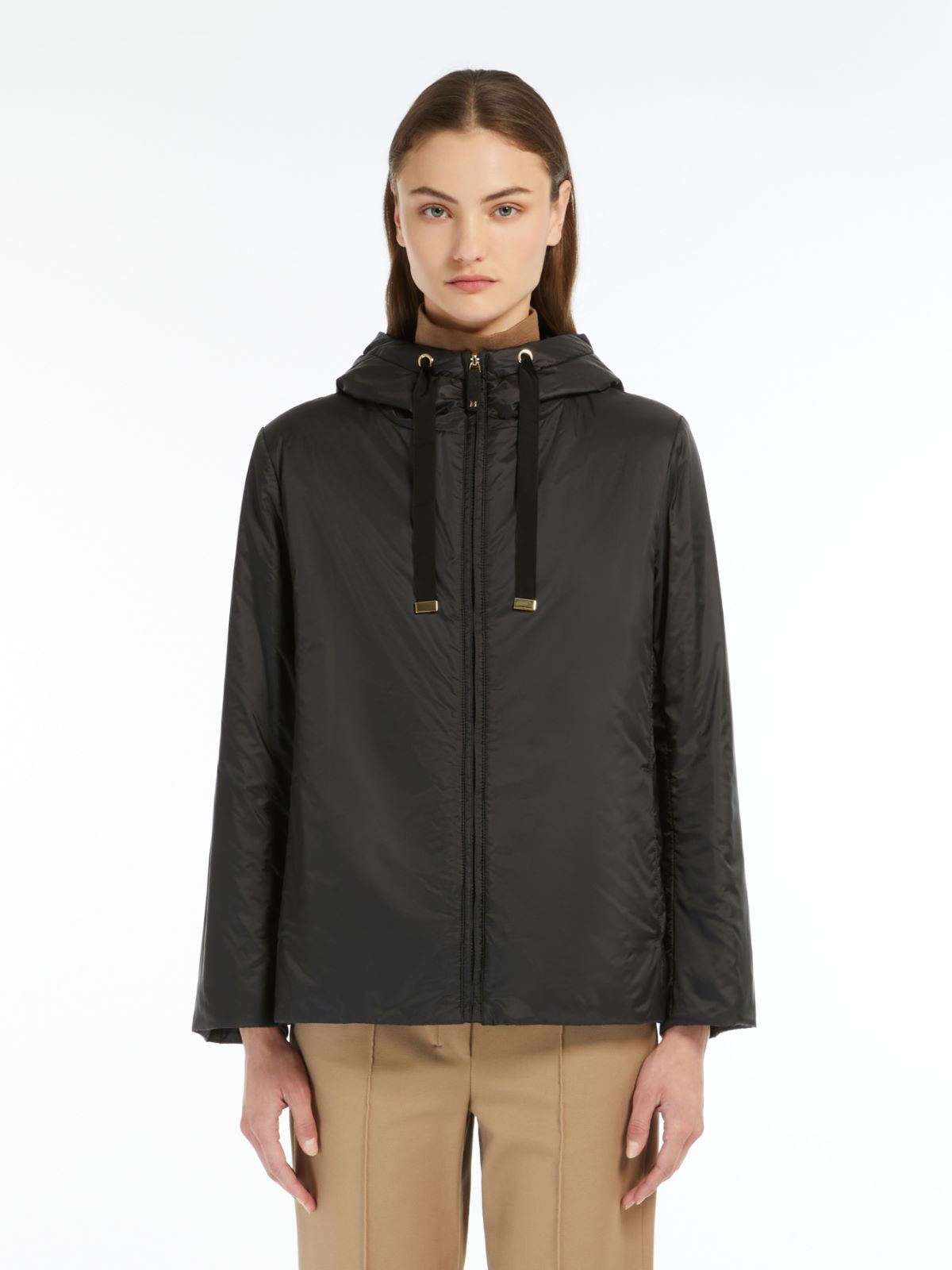 Padded water-repellent hooded jacket - BLACK - 2