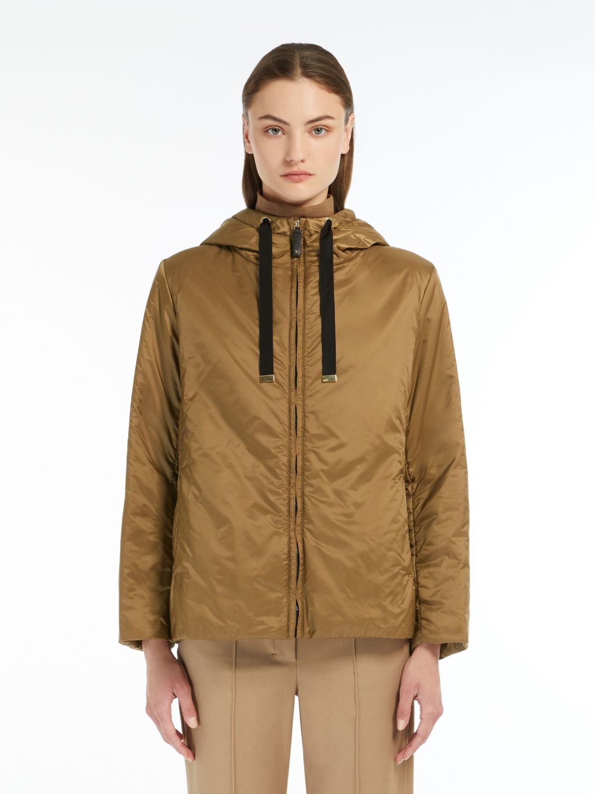 Padded water-repellent hooded jacket - CARAMEL - 2