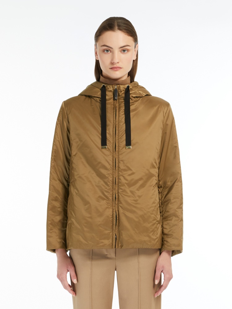 Padded water-repellent hooded jacket - CARAMEL - 2