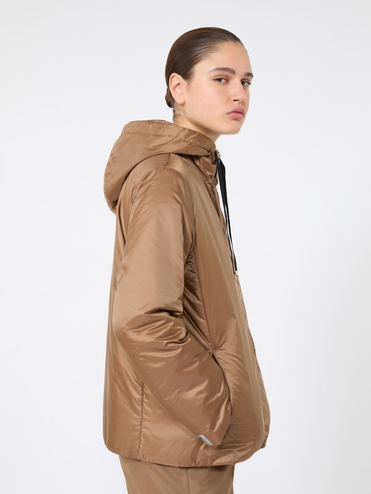 Padded water-repellent hooded jacket, caramel | Max Mara