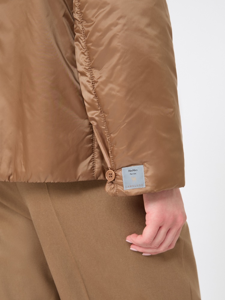 Padded water-repellent hooded jacket - CARAMEL